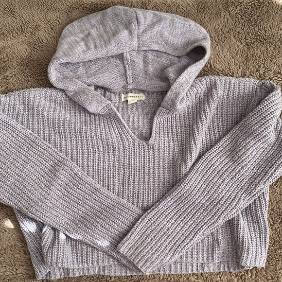Aeropostale purple and grey small cropped long sleeve sweater - Picture 1 of 2
